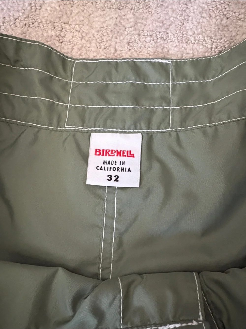 Birdwell Olive Green men’s boardshorts